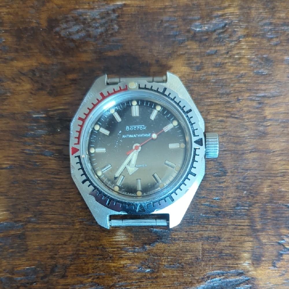 Vintage Russian Military Watch Vostok Amphibian Watch with Brown Dial